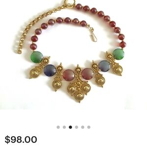 Elegant Gold and Multicolor Beaded Necklace